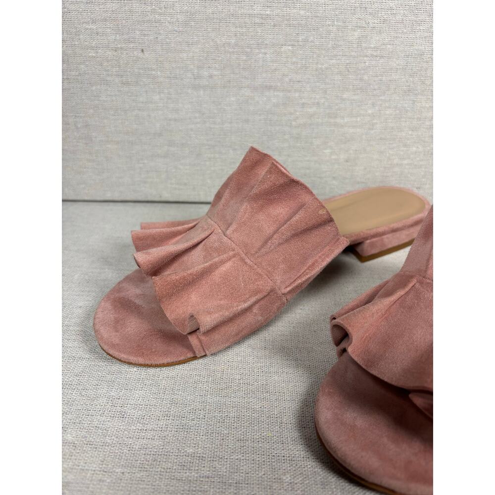 Able Womens Villanueva Ruffle‎ Slide pink Suede Size 8 Slip On Sandals - Picture 4 of 9